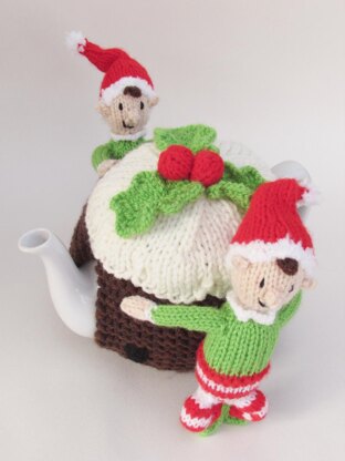 Elves and Christmas Pudding Tea Cosy