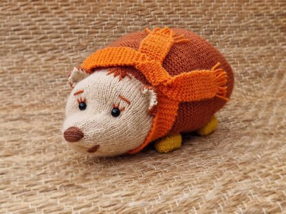 Knitting Pattern DK Autumn Hedgehog Stuffed Toy Gift Charity knit EASY Stuffie (PDF)