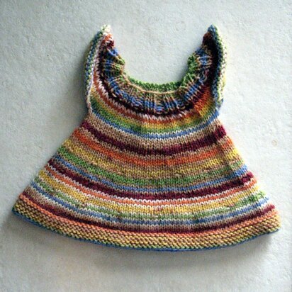 Stripey Doll Dress - knitting pattern