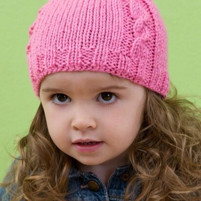 Cabled Baby Beanie in Red Heart Soft Baby Steps Solids - LW3243 - knitting pattern