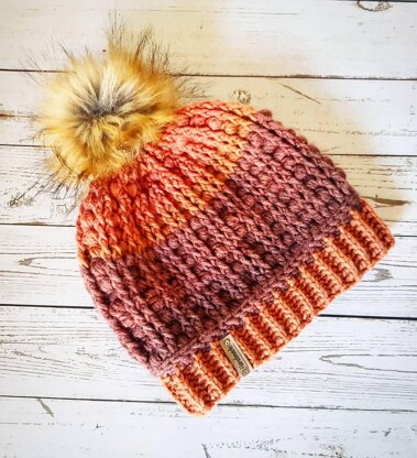 Pinstripe Puff Beanie