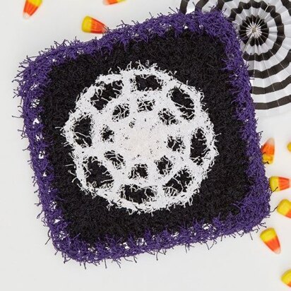 Spooky Spider Web Scrubby in Red Heart Scrubby Solids - LM6090 - Downloadable PDF