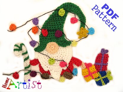 Christmas Gnome crochet applique pattern