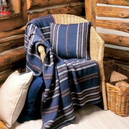 Woven-Look Afghan & Pillow in Patons Classic Wool Worsted