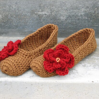 Crochet Slippers with flower