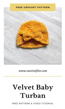 Velvet Baby Turban Hat with Bow