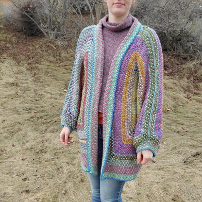 Hexagonal Stash Buster Knit Cardigan