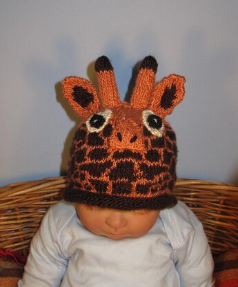 Baby Giraffe  Hat animal roll brim beanie