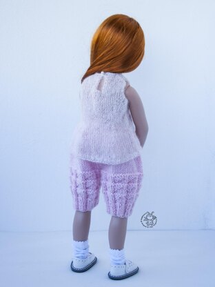 Pink dream outfit knitting flat for 18 in doll