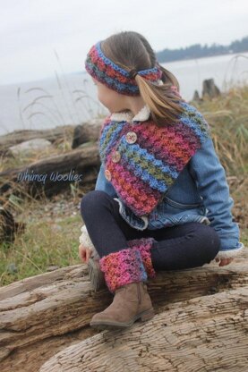 Button Wrap Scarf with Headband & Boot Cuffs