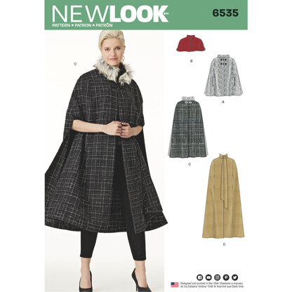 New Look 6535 Women's Capes in Four Lengths 6535 - Paper Pattern, Size A (XS-S-M-L-XL)