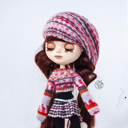 Crop sweater, hat for Blythe