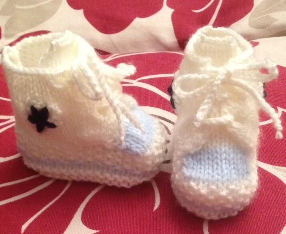 Converse style Boots Newborn to 6mths Knitting pattern by Precious Little Bundles LoveCrafts