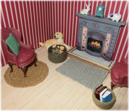 1:12th scale crochet rugs & baskets