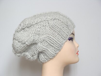 Slouchy Cable Beanie Hat