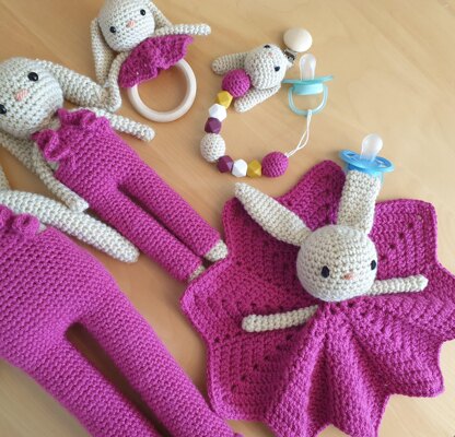 Sweet Bunny amigurumi doll lovey pacifier clip baby teether small baby children plush