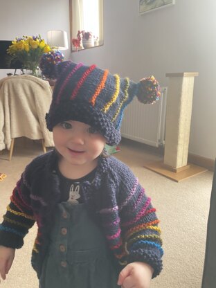 Colorful Cardigan And Hat in Lion Brand Vanna's Choice