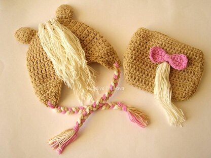Horse Baby Hat and Diaper Cover Set