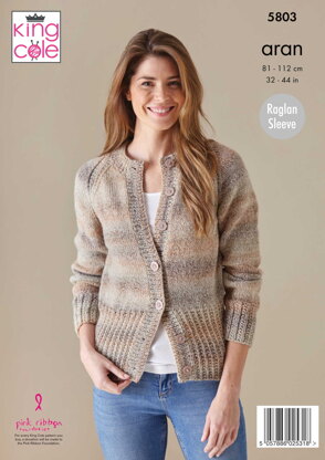 Cardigan, Sweater and Headband Knitted in King Cole Acorn Aran - 5803 - Downloadable PDF