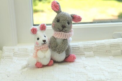 Grey bunny and little mouse