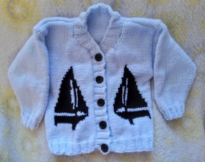 Sail Boat Baby Cardigan