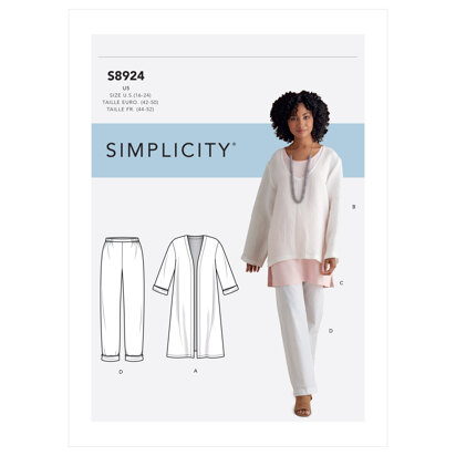 Simplicity Misses' Jacket, Top, Tunic & Pull-on Pants S8924 - Sewing Pattern