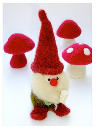 Felted Woolly Gnome & Mushroom