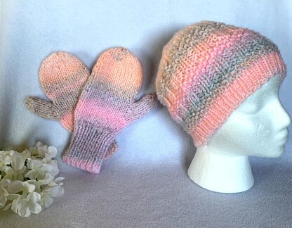 Cuddly Warm Hat And Mittens Set