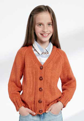 Child's Knit V-Neck Cardigan in Caron Simply Soft - Downloadable PDF