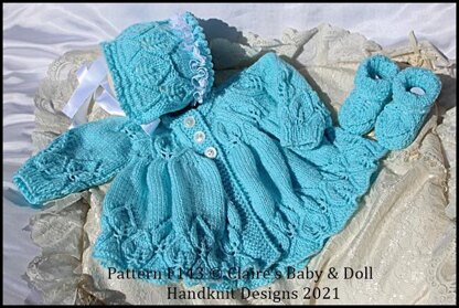 Leafy Lace Matinee Set for 16-22 inch doll (preemie-3m+ baby)
