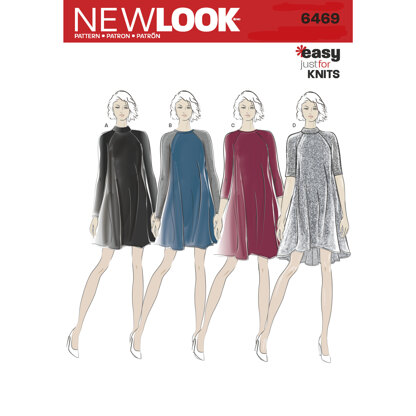 New Look 6469 Misses' Easy Knit Dress with Length and Sleeve Variations 6469 - Paper Pattern, Size A (8-10-12-14-16-18-20)