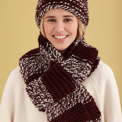 Simple Knit Hat and Scarf in Lion Brand Wool-Ease Thick & Quick - L30073