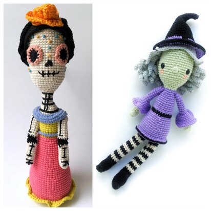 Catrina, Día de muertos doll and Diega the witch -Crochet pattern/amigurumi