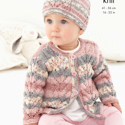 Sweater, Cardigan and Hats Knitted in King Cole Drifter For Baby - 5846 - Downloadable PDF