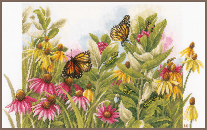 Lanarte Counted Cross Stitch Kit Butterflies & Coneflowers Cross Stitch Kit