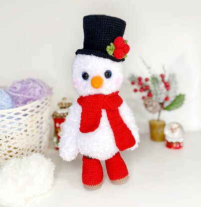 Cute snowman in a top hat