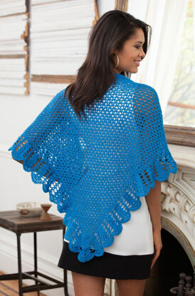 V-Stitch & Scallop Shawl in Aunt Lydia's Fashion Crochet Thread Size 3 Solids - LC4100