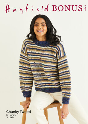 Sweater in Hayfield Bonus Chunky Tweed - 10343 - Downloadable PDF