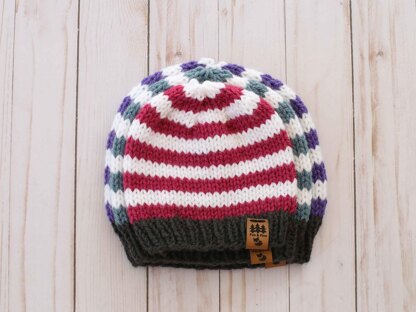 Easy Striped Worsted Weight Hat
