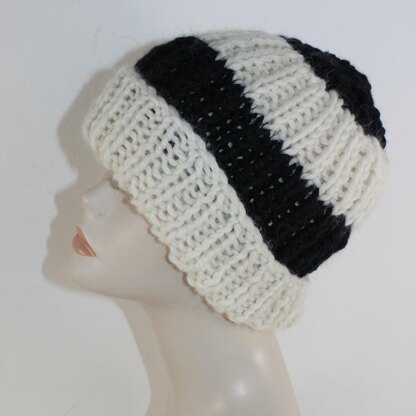 Super Chunky Stripe Rib Beanie Hat