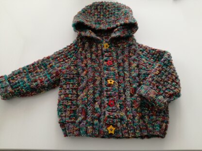 Toddler's double knit hooded cardigan