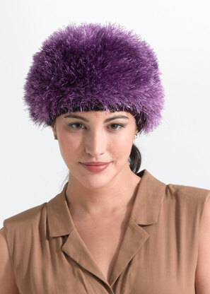 Purple Haze Beret in Lion Brand Wool-Ease Thick & Quick and Fun Fur - L0682