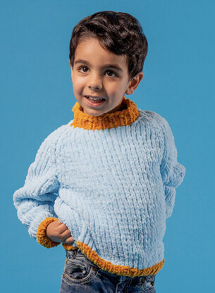 Snuggly Sweater - Free Jumper Knitting Pattern For Kids in Paintbox Yarns Chenille by Paintbox Yarns