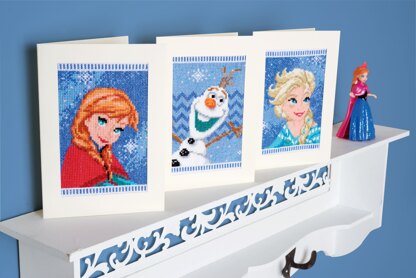 Vervaco Greeting Card Kit Disney Elsa, Olaf&Anna Set Of 3 Cross Stitch Kit