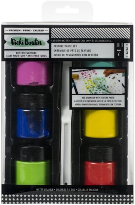 American Crafts Vicki Boutin Mixed Media Texture Paste Set - (6) Colors & (1) Palette Knife