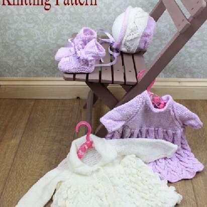 Knitting Pattern baby dress & jacket UK & USA Terms #138