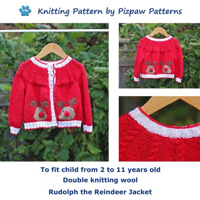 Rudolph Jacket Knitting Pattern (no 116) to fit child 2 to 11 years old