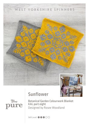 Bo Peep Pure Botanical Garden Blanket KAL - Sunflower in West Yorkshire Spinners - WYSKAL08S - Downloadable PDF