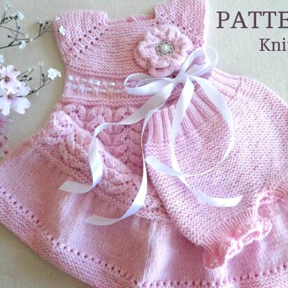 Knitting PATTERN Baby Dress Knitted Diaper Cover by Elena Mitchell