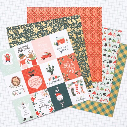 American Crafts Pebbles Single-Sided Paper Pad 6"X6" 36/Pkg - Merry Little Christmas, 18 Designs/2 Ea